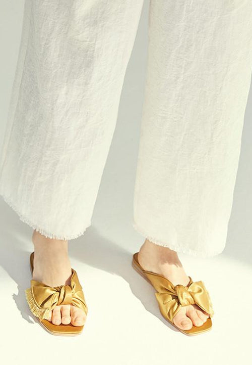 Bow satin sandals